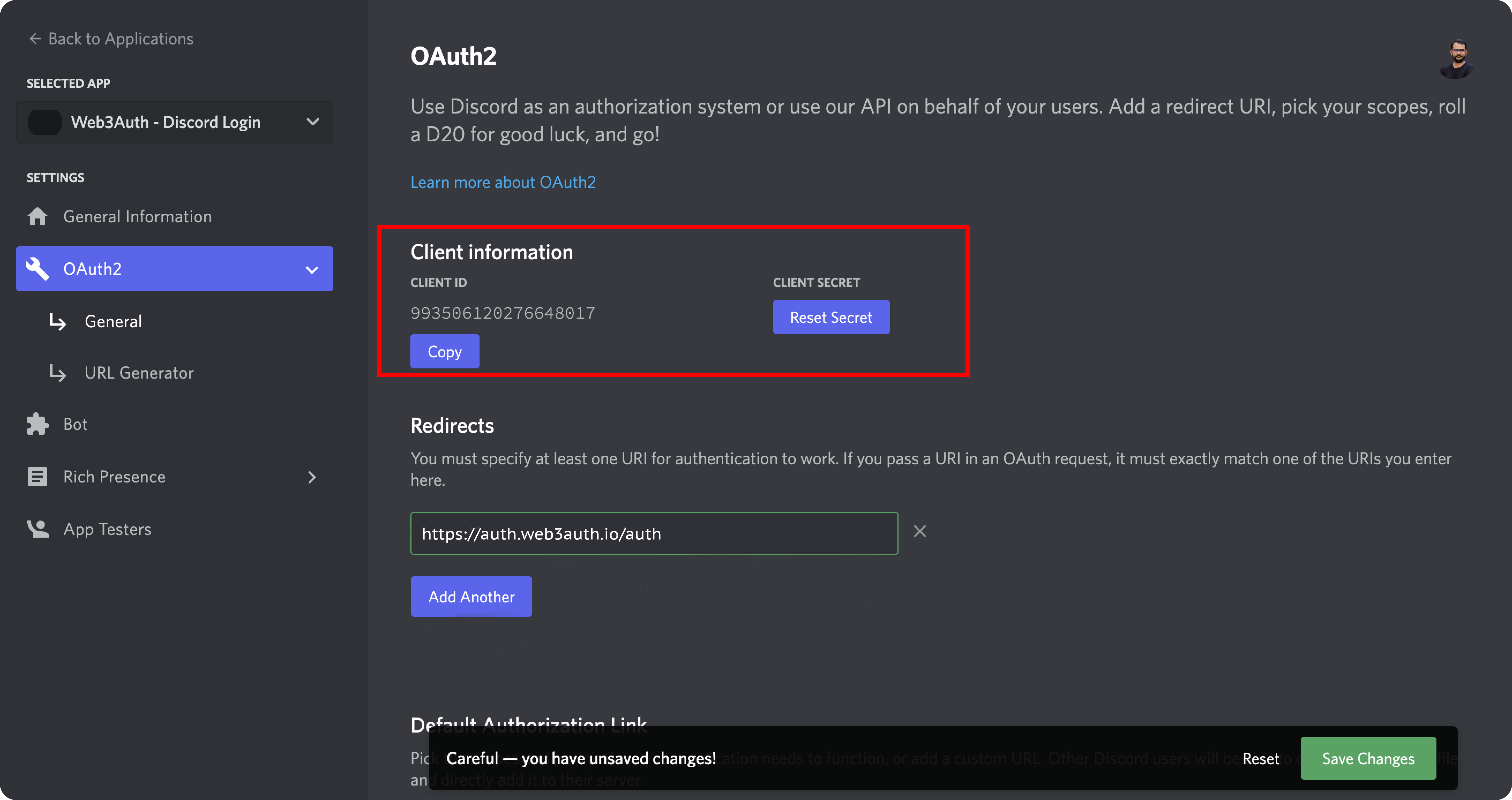 Discord OAuth2 Client ID